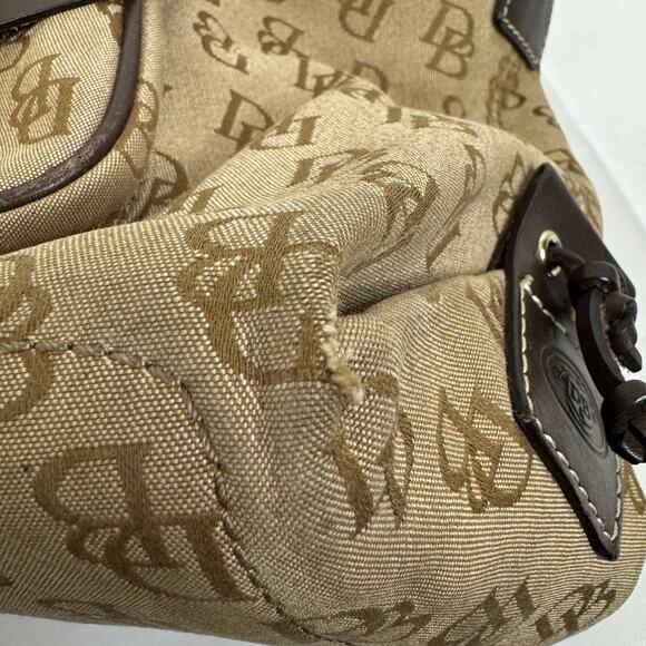 Dooney & Bourke Monogram Logo Double Pockets Canvas Leather Satchel Bag - Picture 12 of 16